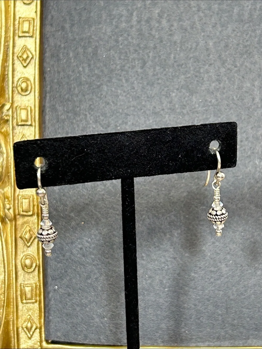 Sterling Silver Beaded Drop Earrings - Silver